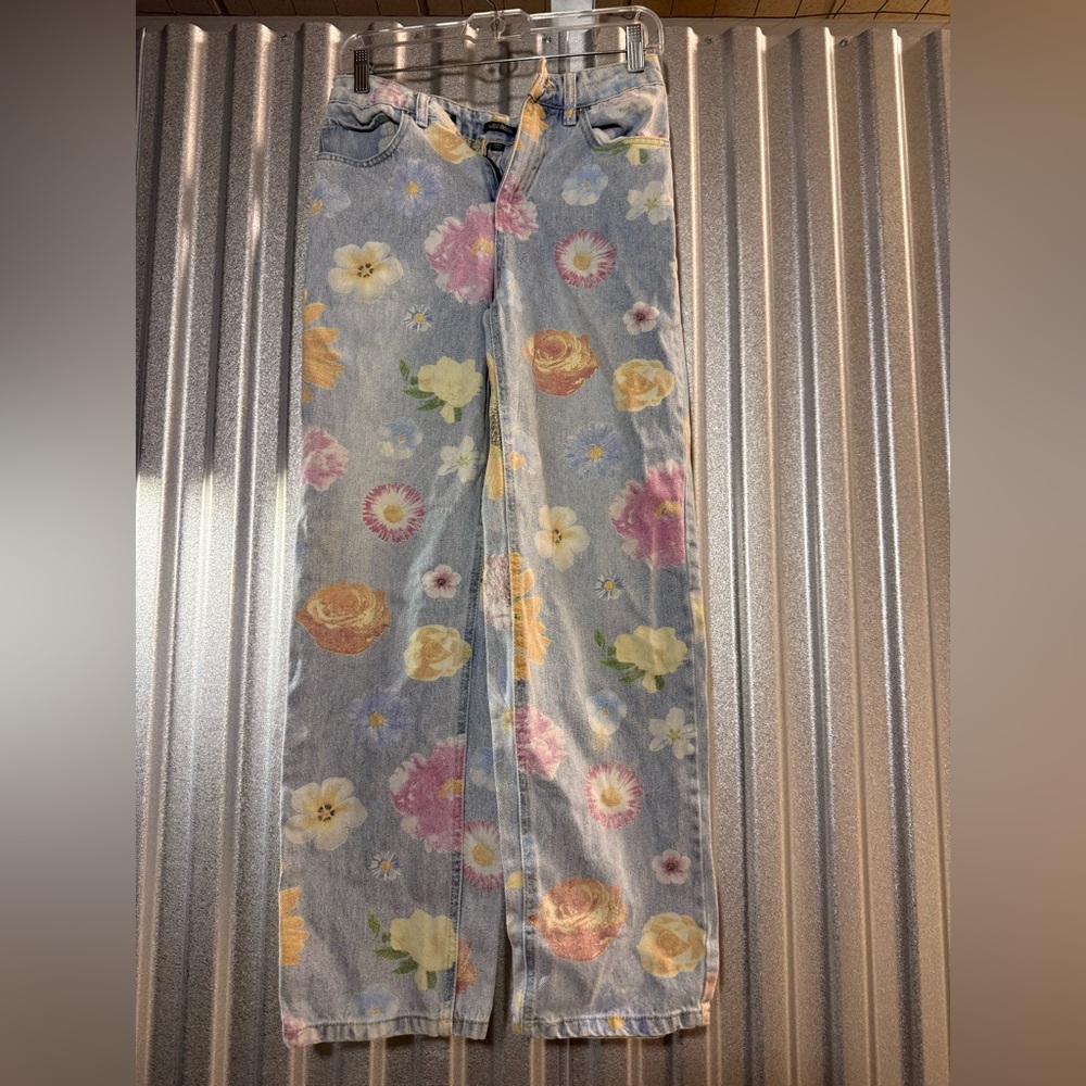 Floral Print Denim Jeans